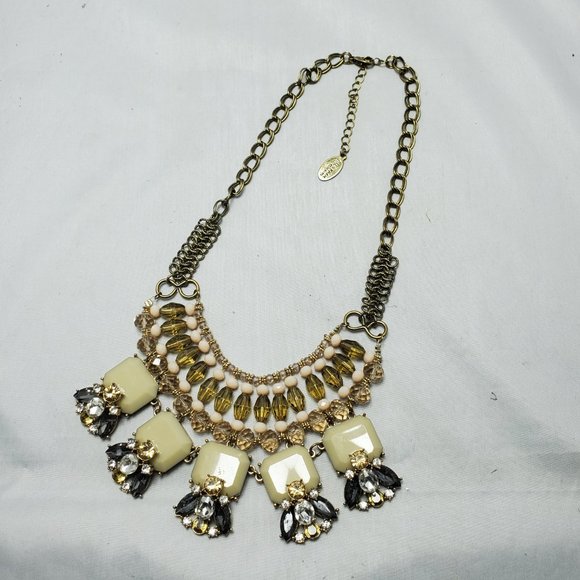 Ali Khan layered bead necklace antique gold chain with rhinestone and glass bead - Picture 4 of 6
